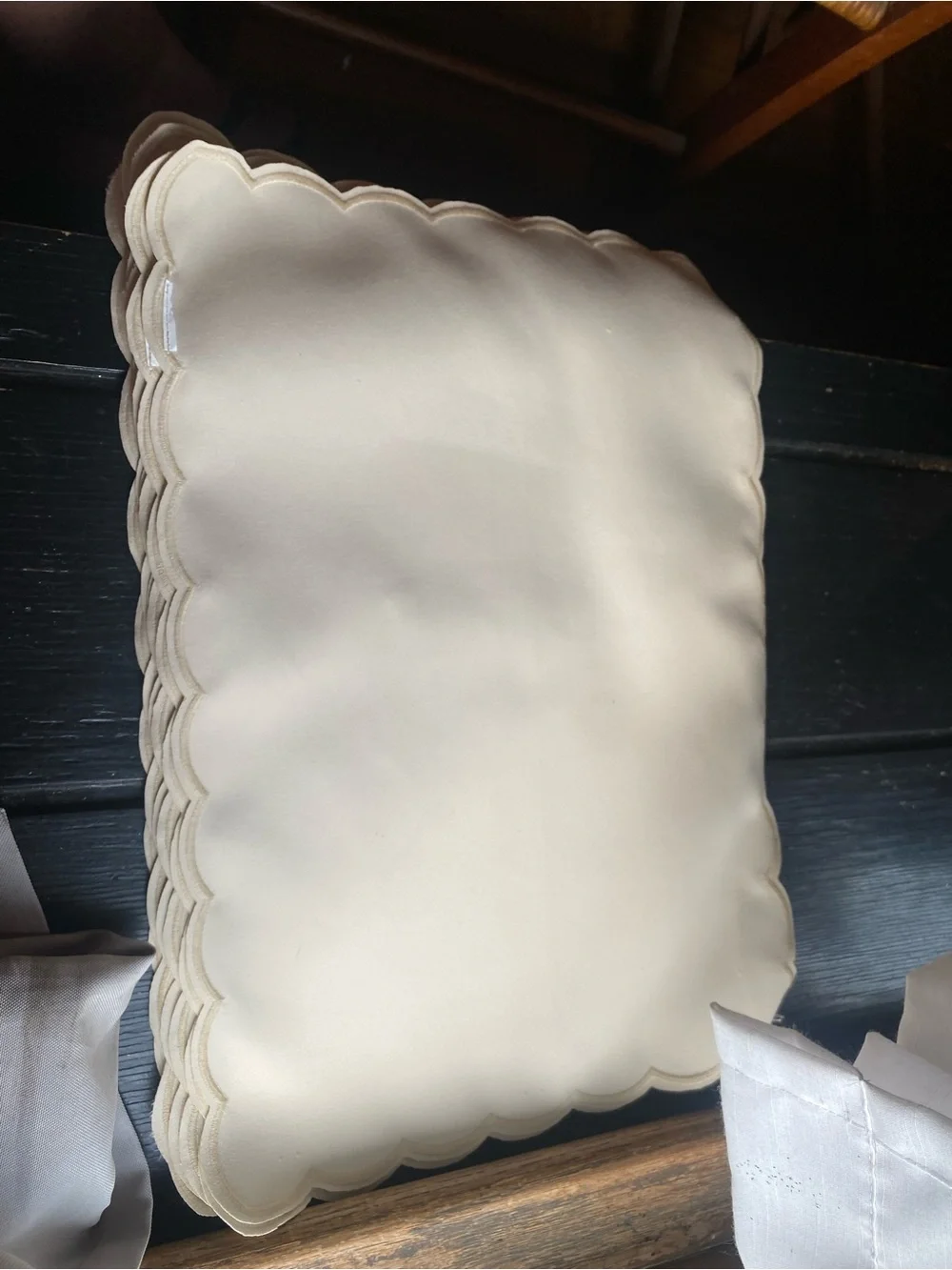 Seasonal Pumpkin Scalloped Table Runner - Cream and Orange